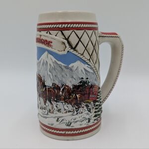 Budweiser Ceramarte Brazil A Series 1985 Stein Anheuser-Busch Clydesdale Holiday